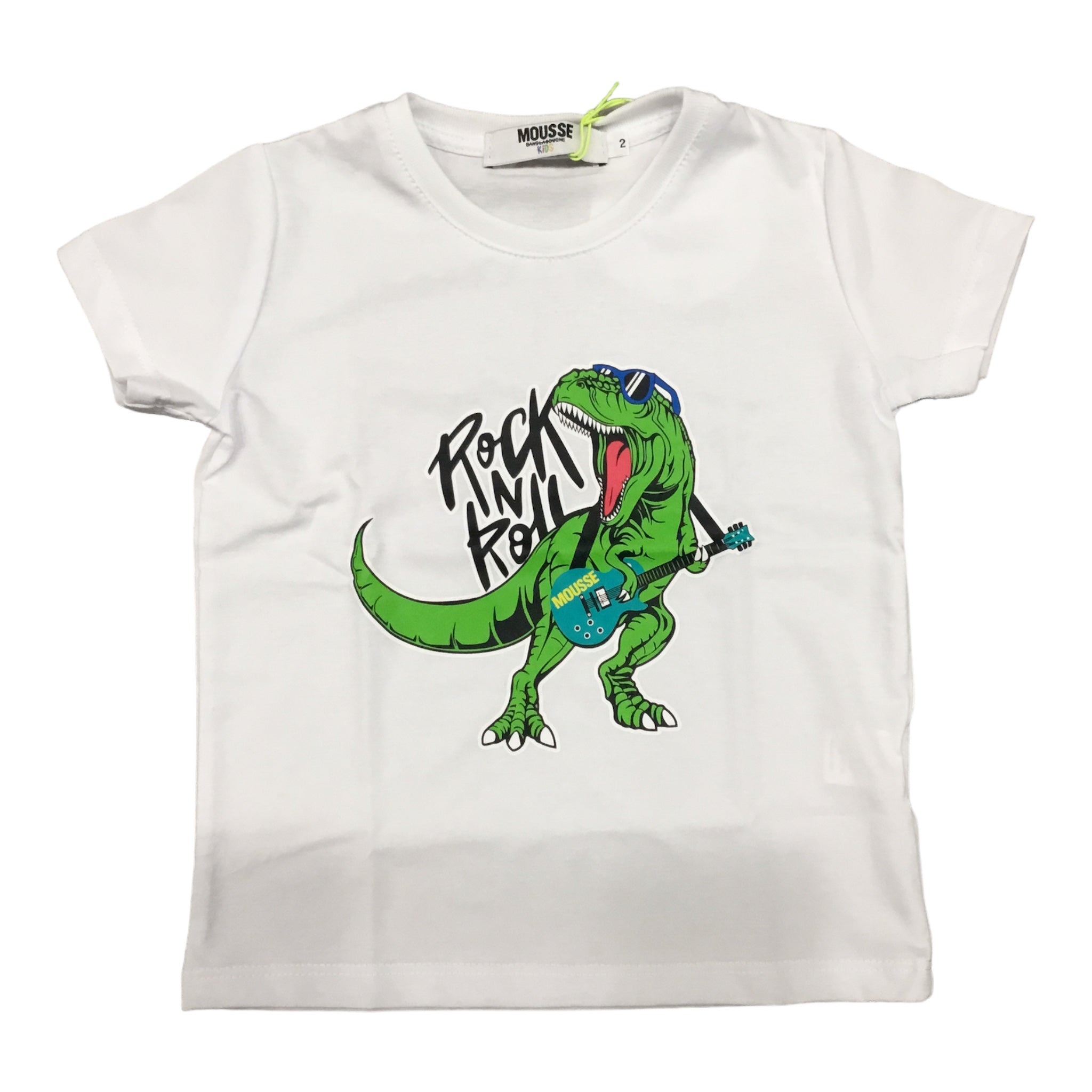 T-shirt Bianca Mousse | Stampa Dinosauro - Bambini MOUSSE l'aquiloneT.SHIRT T-ROCKabbigliamento bambina