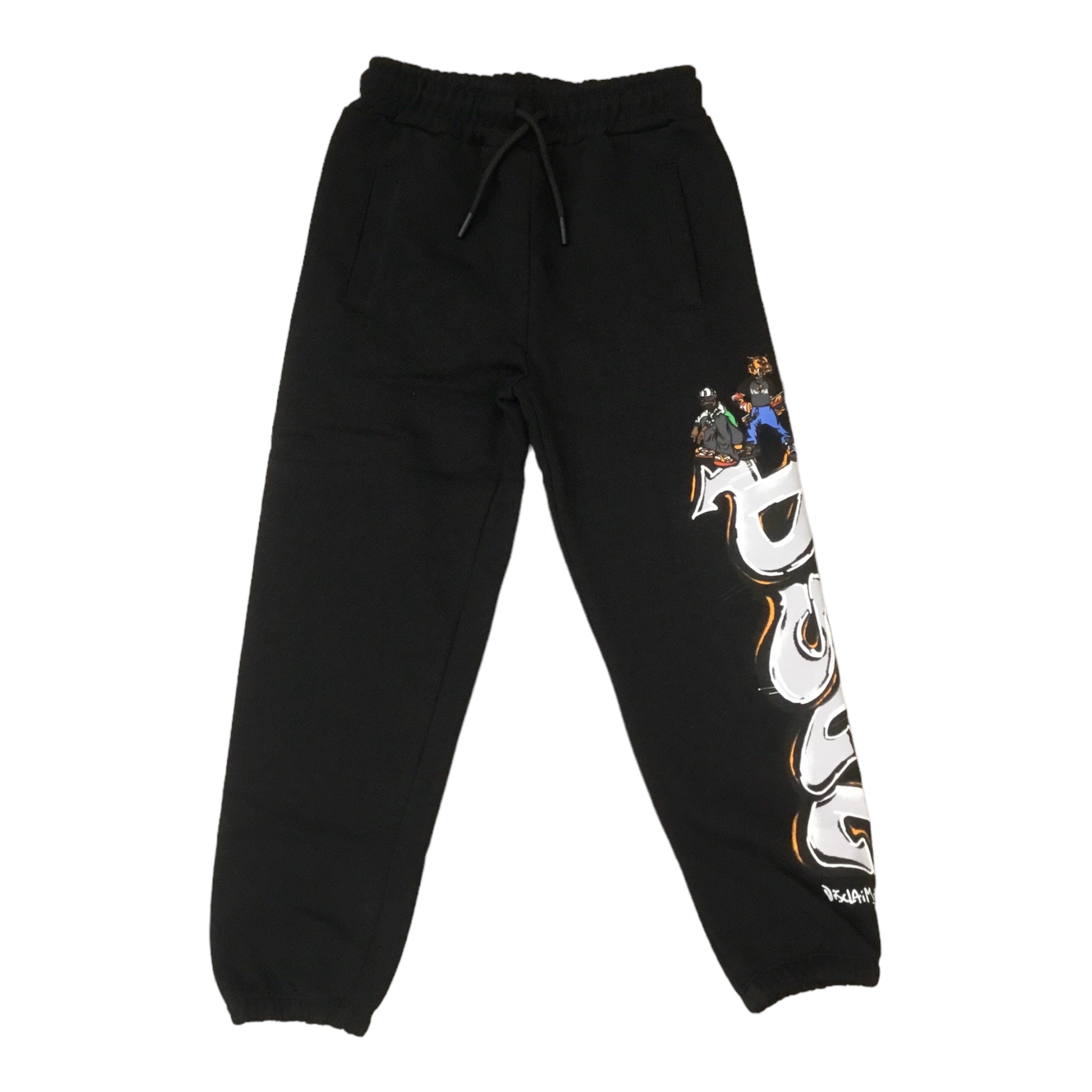 Pantalone Felpa Nero Disclaimer | Coulisse e Stampa - 100% Cotone DISCLAIMER l'aquilonePANTALONE DISCLAIMERabbigliamento bambino