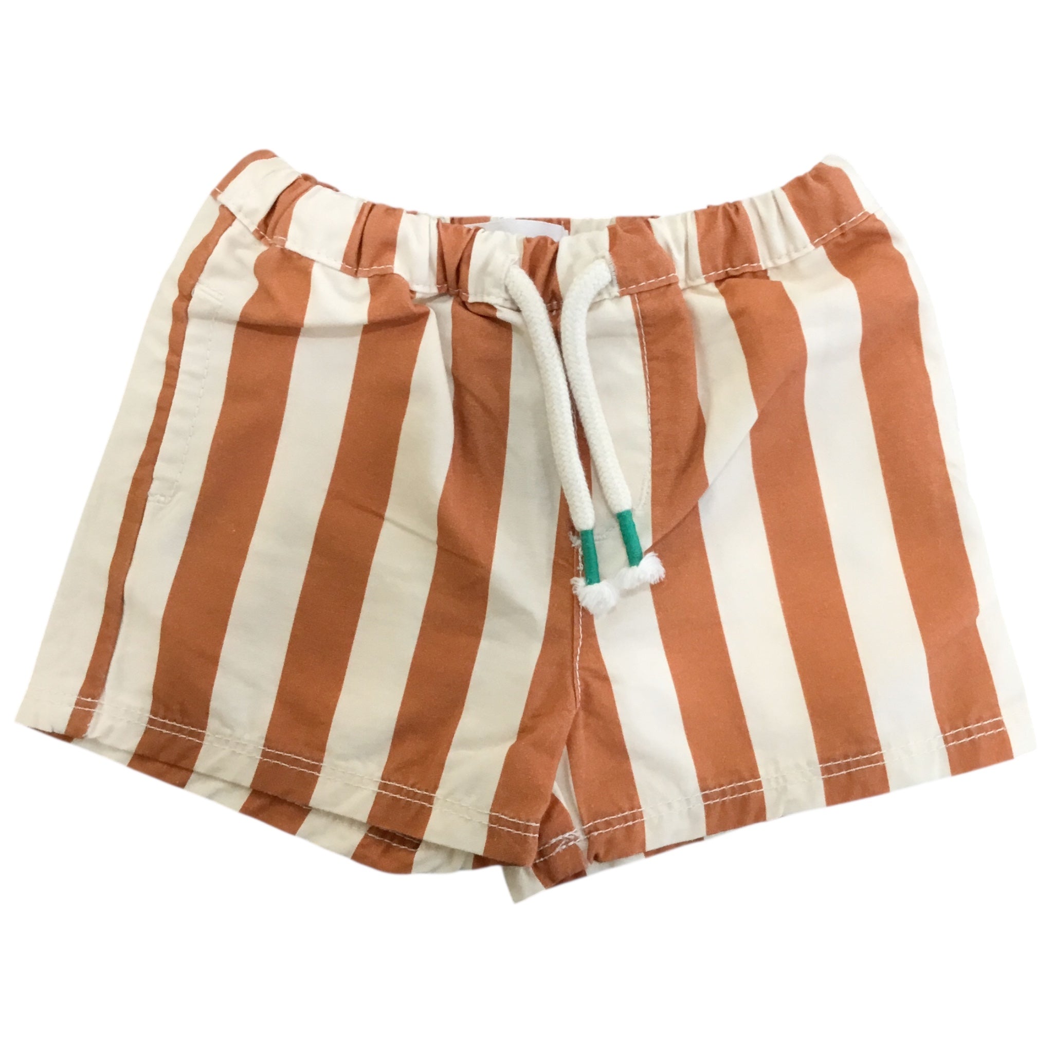 Gingersnaps Short a Righe | Cotone Burro e Mattone GINGERSNAPS l'aquiloneGingersnaps Short a Righeabbigliamento neonato