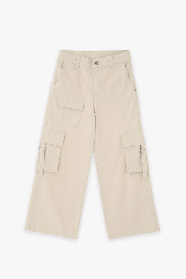 Pantalone Bambina Straight Please | Beige con Tasche Pattina PLEASE l'aquilonePantalone tascheabbigliamento bambina