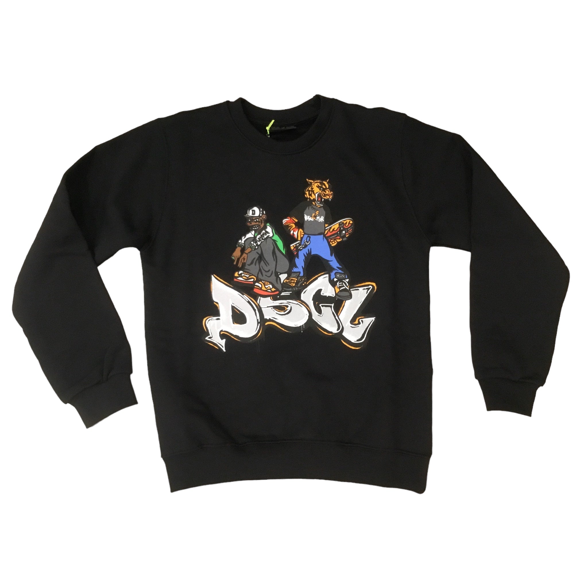 Felpa Girocollo Nera Disclaimer | Stampa Personaggi - 100% Cotone DISCLAIMER l'aquiloneFELPA TIGERabbigliamento bambino