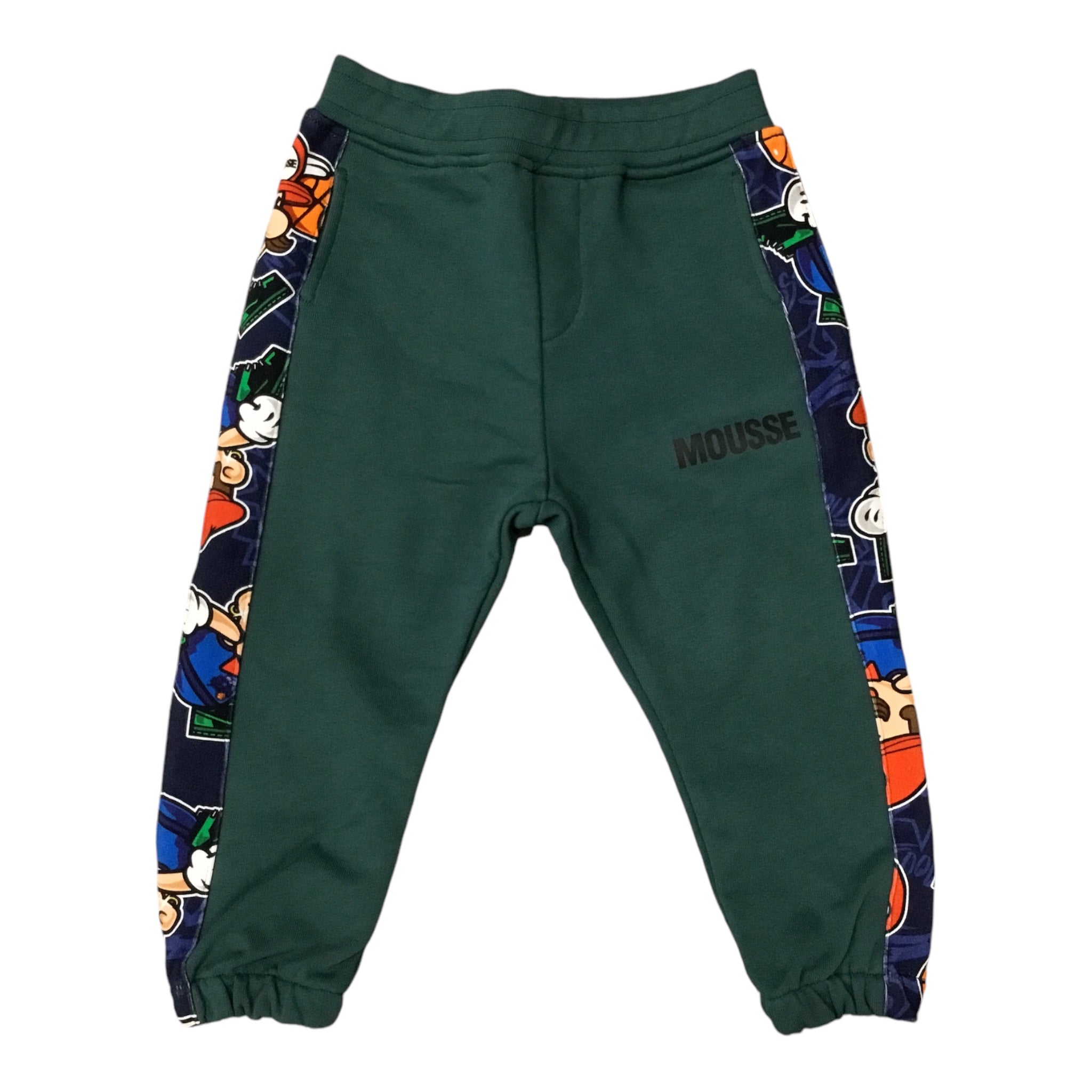 Pantaloni in Felpa Verde | Banda Stampa Mario Bros - Made in Italy MOUSSE l'aquilonePANTA JOGGERabbigliamento bambina
