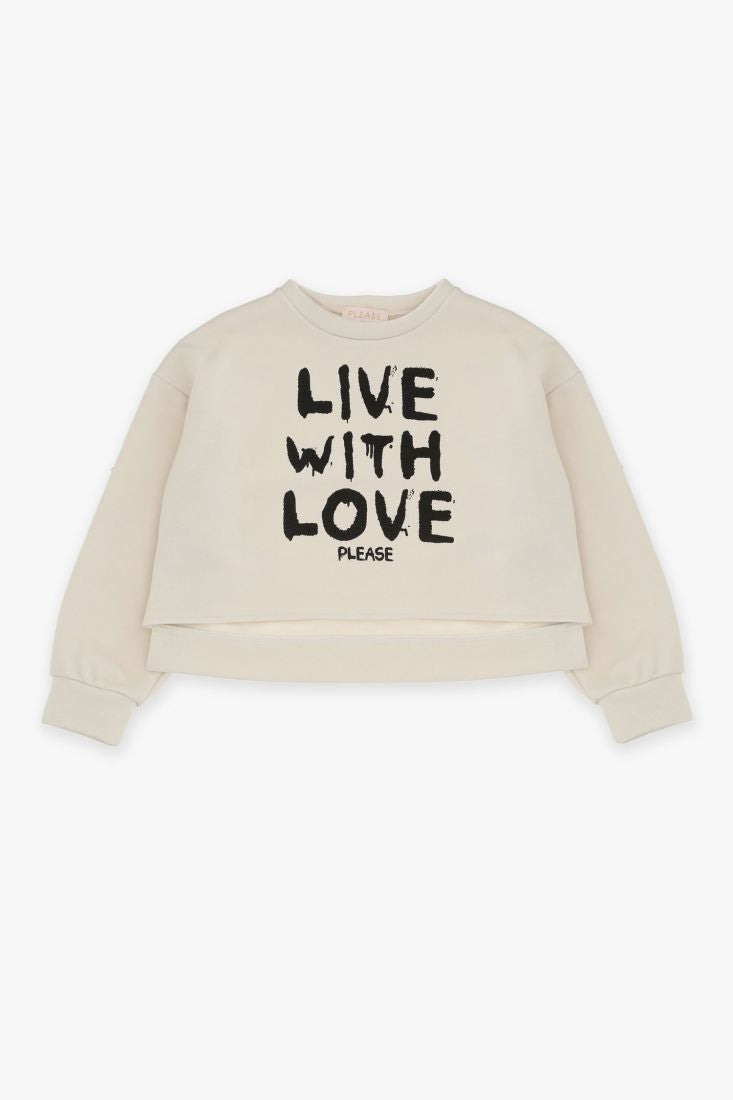 Felpa Cropped Oversize Please | Bambina con Scritta - Made in Italy PLEASE l'aquiloneFelpa cropped Pleaseabbigliamento bambina