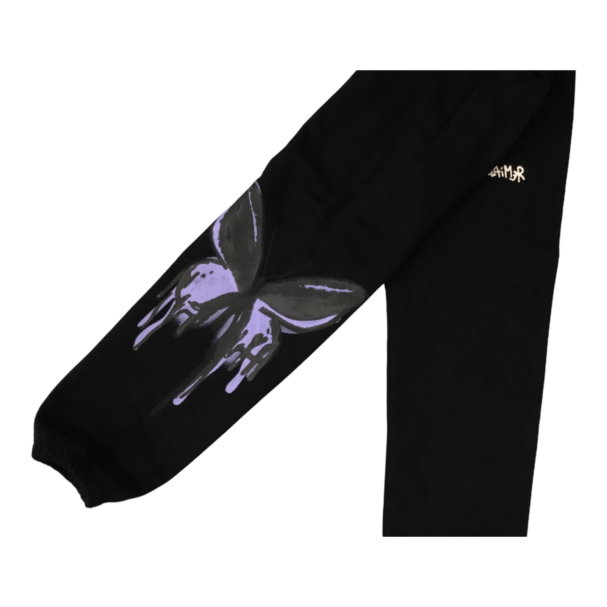 Pantaloni in Felpa Neri | Polsino Elastico e Stampa Farfalla DISCLAIMER l'aquilonePANTA FARFALLAabbigliamento bambina