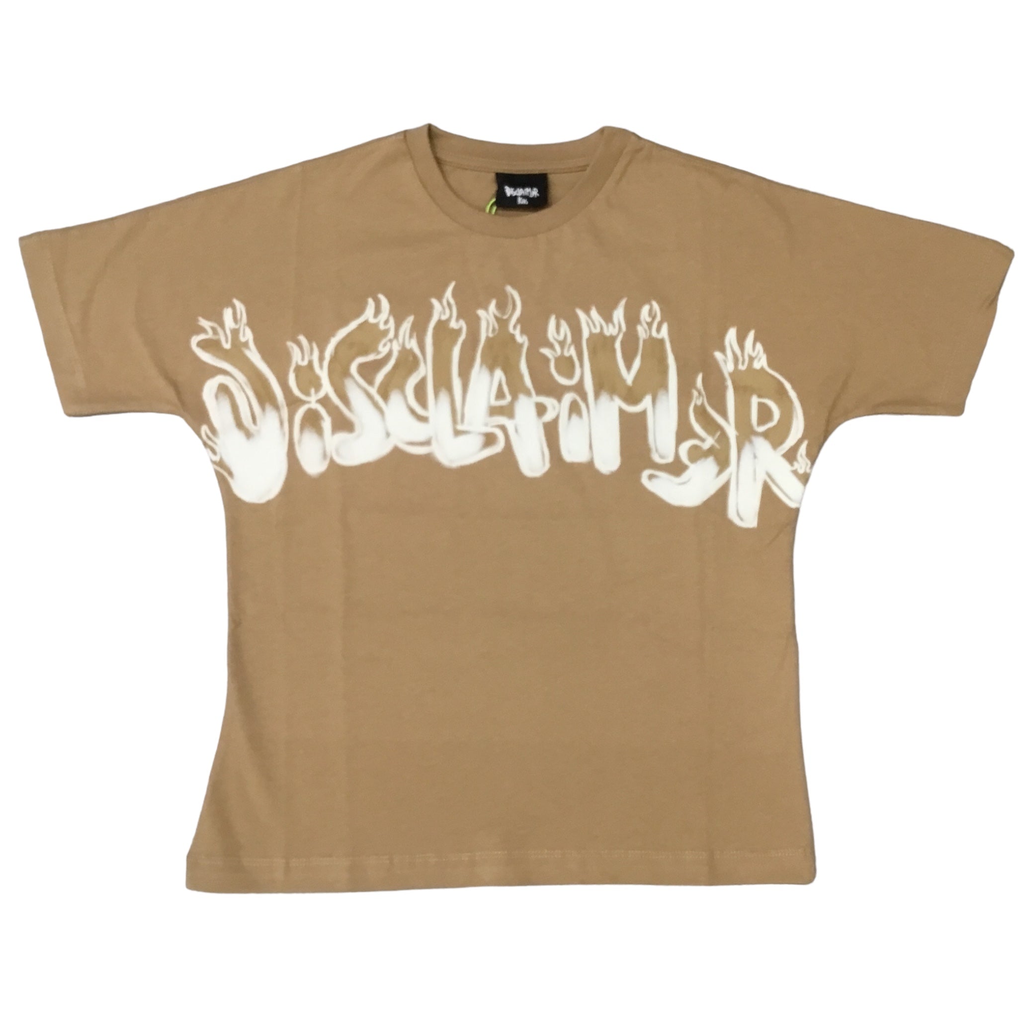 T-shirt Disclaimer | Beige con Stampa Bianca - 100% Cotone DISCLAIMER l'aquiloneT.SHIRT FIREabbigliamento bambina