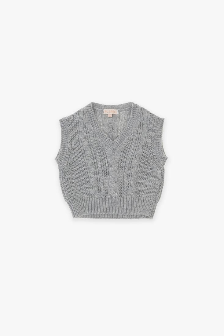 Gilet Bambina in Maglia | Scollo a V e Lavorazione Intrecciata PLEASE l'aquiloneGilet magliaabbigliamento bambina