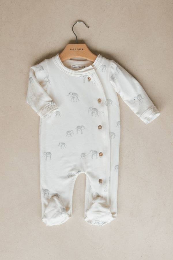 Tutina Bamboom con Piedini | Morbida e Raffinata - Naturale BAMBOOM l'aquiloneTUTINA ELEFANTIabbigliamento neonato