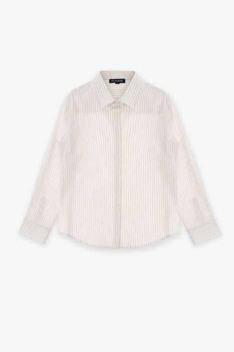 Camicia a Righe Beige | Lino e Cotone - Colletto Classico PLEASE l'aquiloneCAMICIA RIGAabbigliamento bambina