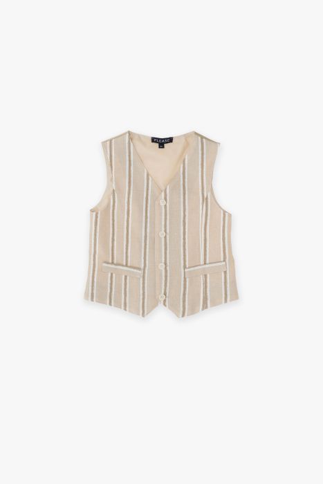 Gilet Gessato Beige | Elegante e Ideale per Cerimonie PLEASE l'aquiloneGILET BEIGEabbigliamento bambina