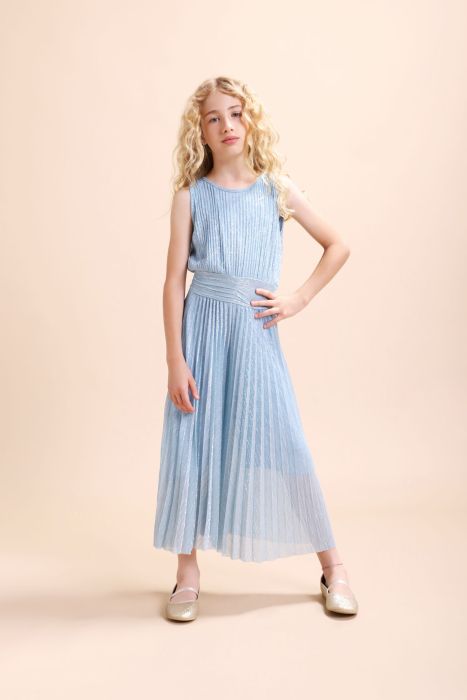 Tuta Plissé Palazzo Lurex | Azzurro o Argento - Elegante PLEASE l'aquiloneTUTA PLISSEabbigliamento neonato