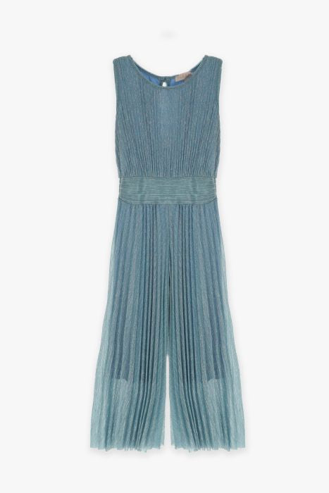 Tuta Plissé Palazzo Lurex | Azzurro o Argento - Elegante PLEASE l'aquiloneTUTA PLISSEabbigliamento neonato