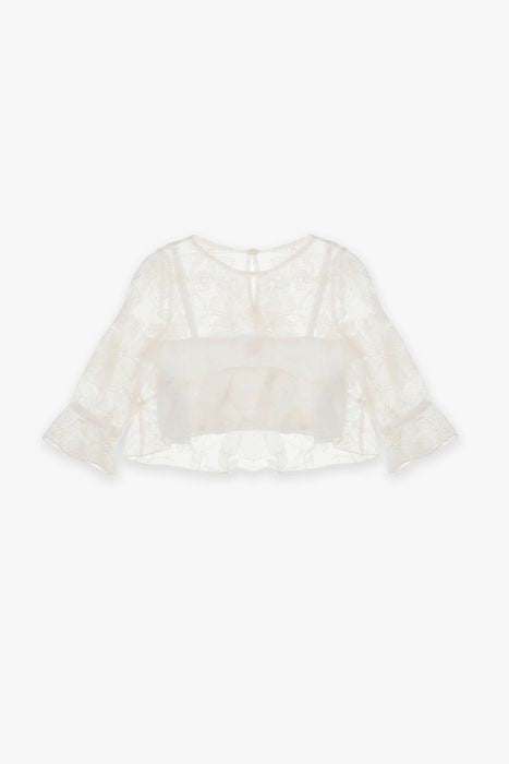 Camicia in Pizzo Cropped Please | Burro con Top Incluso PLEASE l'aquiloneCAMICIA PIZZOabbigliamento bambina