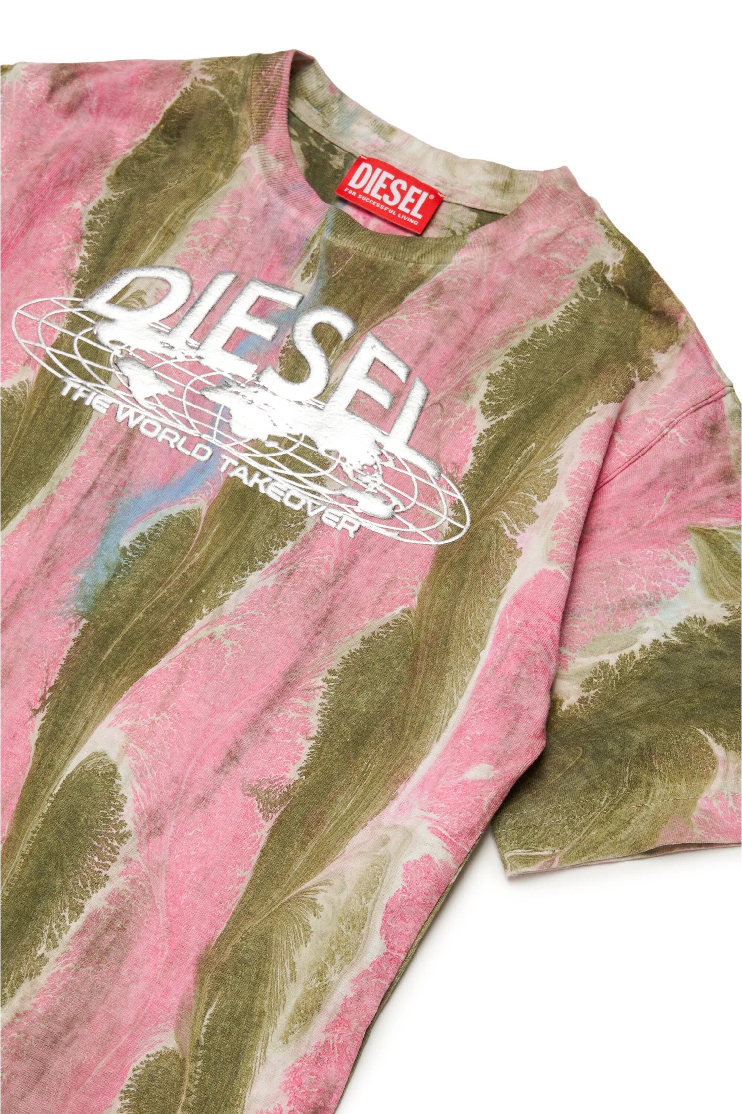 T-shirt Diesel Girocollo | Effetto Stampa Olio e Grafica Silver DIESEL l'aquiloneT.shirt Twashabbigliamento bambino