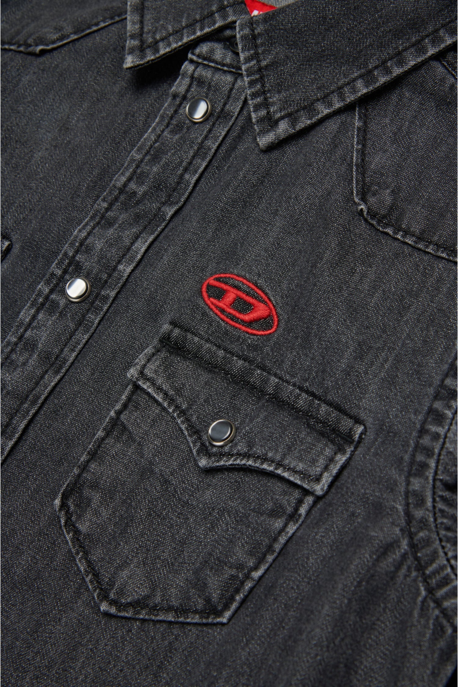 DIESEL l'aquiloneDiesel Camicia Denim Nera | Logo Oval D e Bottoni Snapabbigliamento bambino