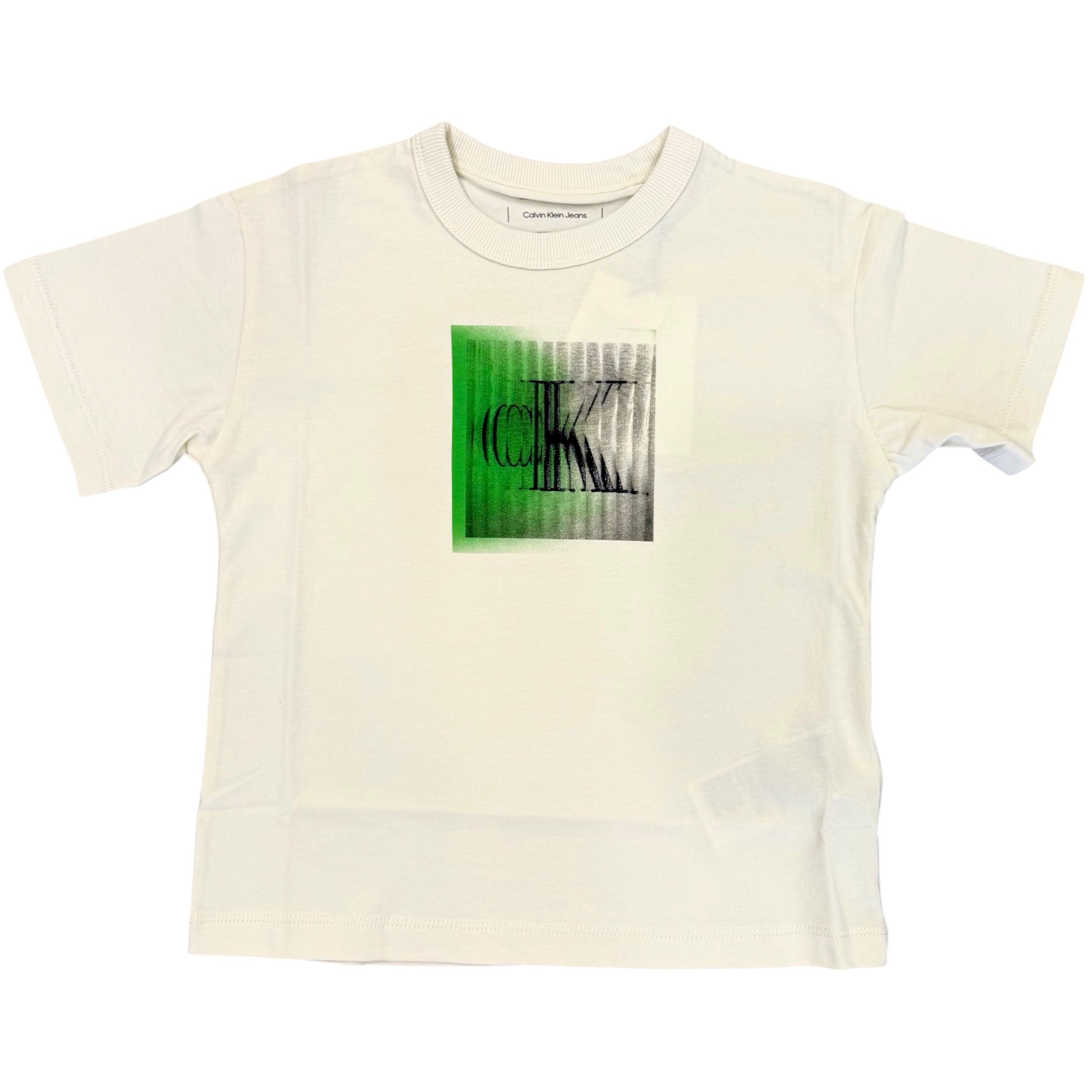 T-shirt Beige Calvin Klein | Cotone con Logo Sfumato Verde calvin klein l'aquiloneT.shirt Calvin Klein beigeabbigliamento bambino