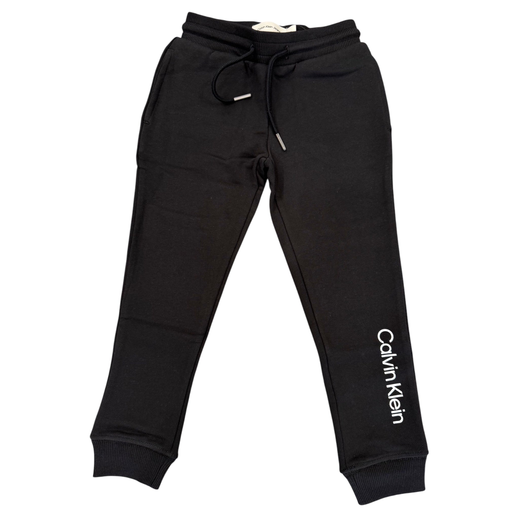 Calvin Klein Pantalone Felpa Cotone | Logo Bianco - 0681 Calvin Klein l'aquilonePantalone felpa Calvin Klein neroabbigliamento bambino