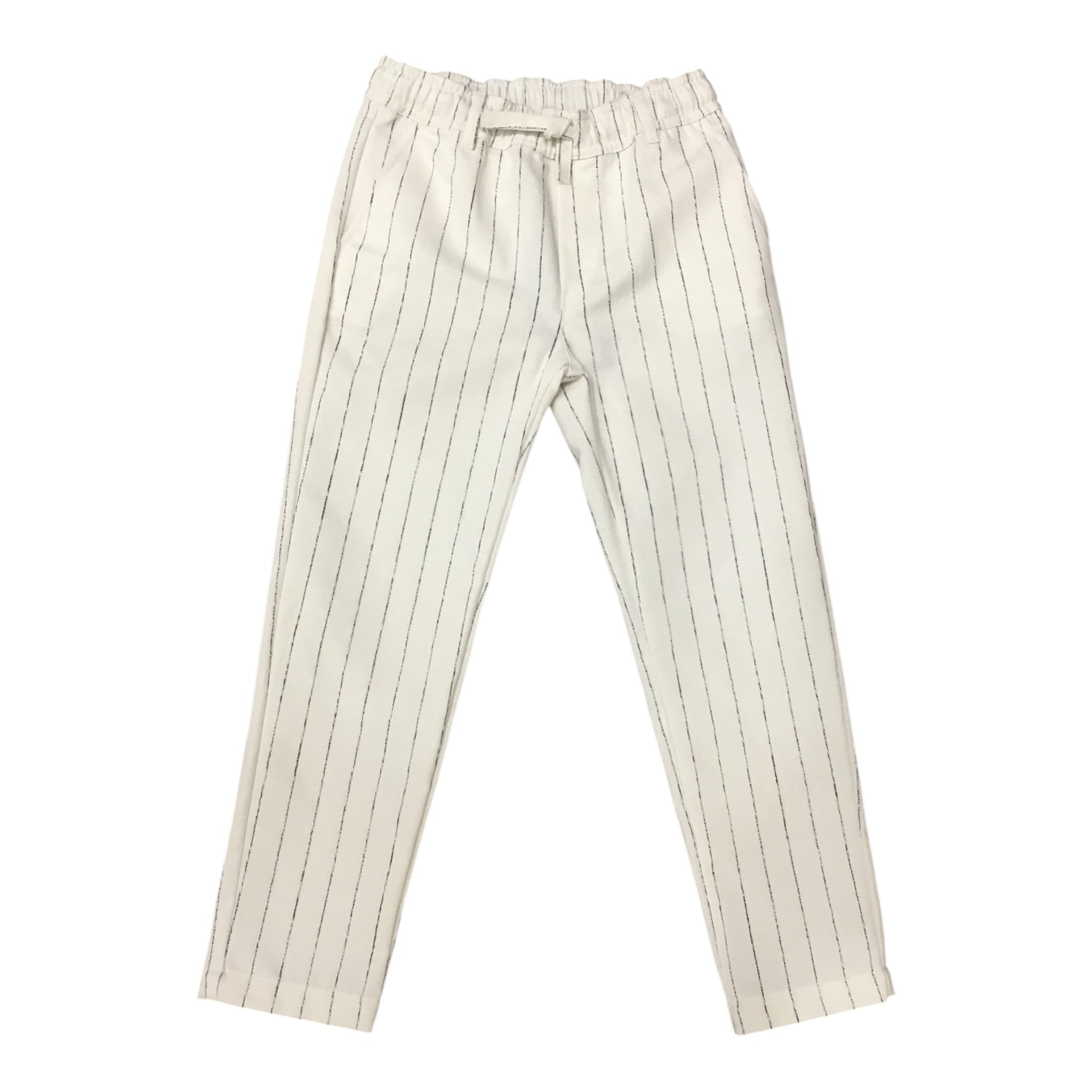 Pantalone Bianco Gessato Blu Please | Elastico Regolabile PLEASE l'aquilonePantalone Bianco Gessato Blu Please | Elastico Regolabileabbigliamento bambino