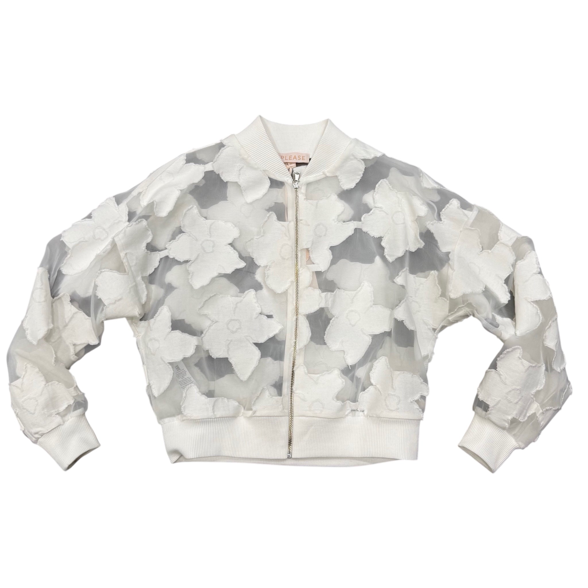 Giubbino Fiore Bianco | Tulle con Zip PLEASE l'aquiloneGiubbino Fiore Bianco | Tulle con Zipabbigliamento bambina