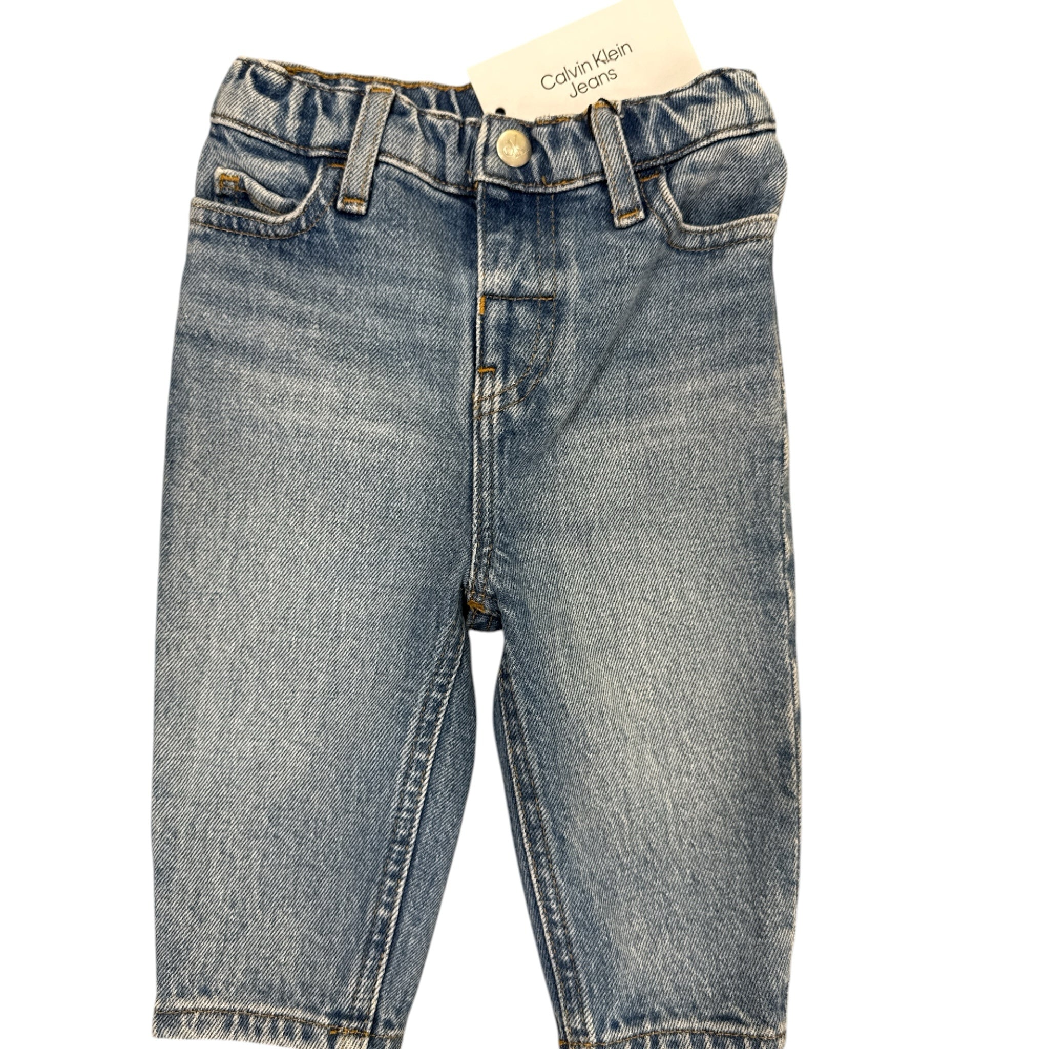 Jeans in denim blu l'aquilone Calvin Klein Jeans per bambini con vita elasticizzata e lavaggio classico