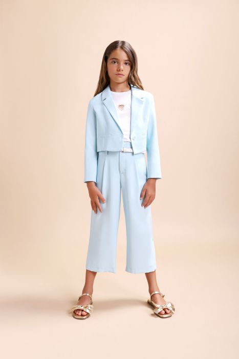 Pantalone Cropped Azzurro Please | Con Pence - Bambina PLEASE l'aquilonePANTA CROPPEDabbigliamento bambina