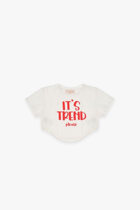 T-shirt Cropped Please | Bianca con Scritta 'Trend' PLEASE l'aquiloneT.SHIRT TRENDabbigliamento bambina