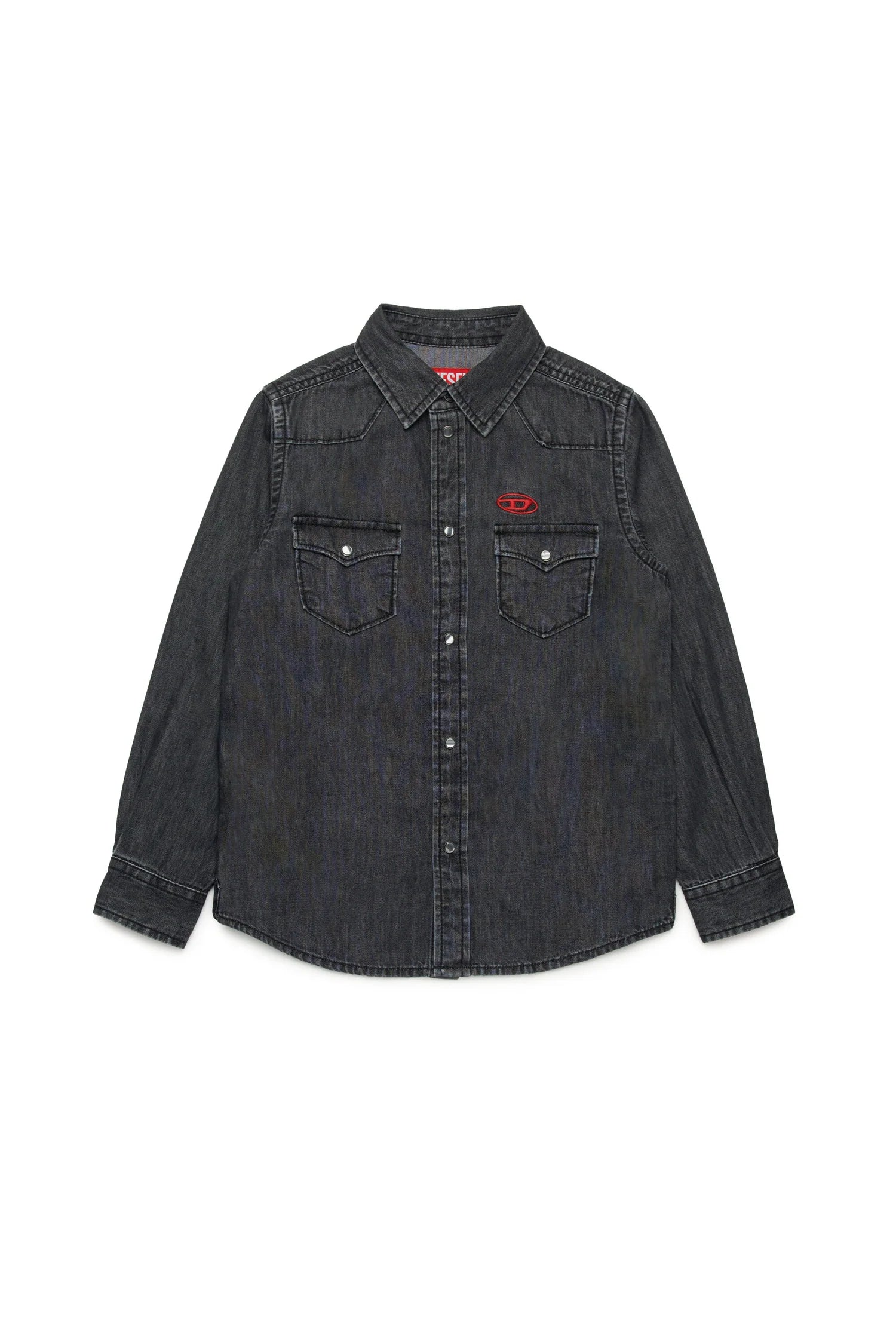  DIESEL l'aquiloneDiesel Camicia Denim Nera | Logo Oval D e Bottoni Snapabbigliamento bambino