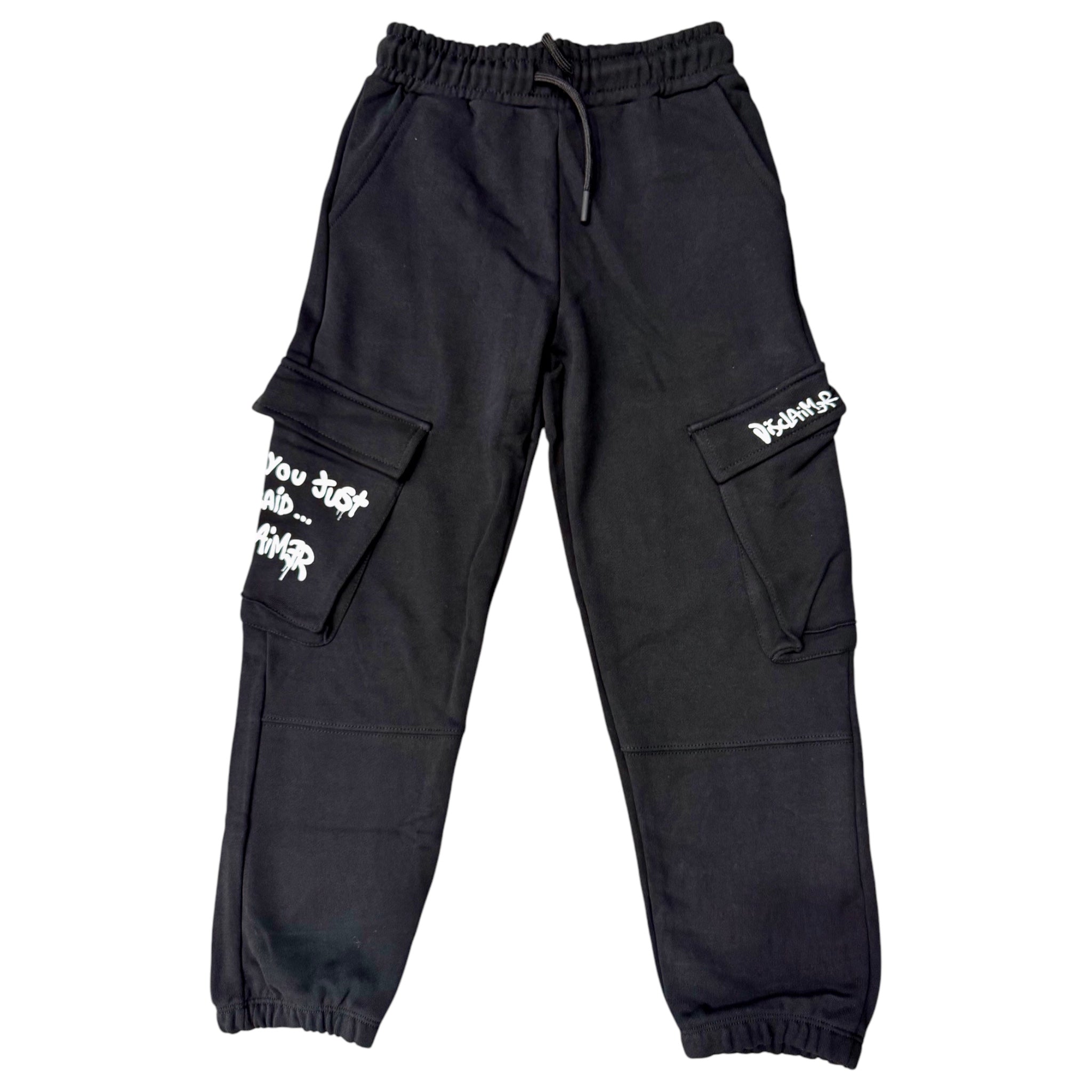 Pantalone Cargo Nera Disclaimer | Tasconi & Coulisse Elasticizzata DISCLAIMER l'aquilonePantalone felpa Disclaimer nero cargoabbigliamento bambino