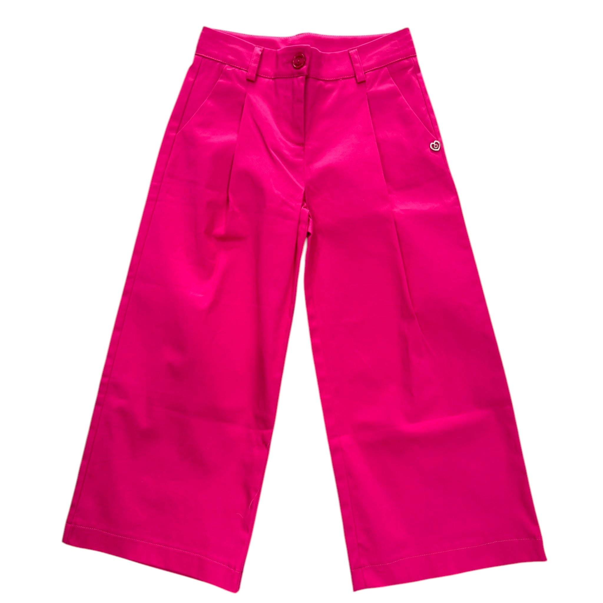 Pantalone Fuxia a Gamba Larga | Cotone con Pence PLEASE l'aquilonePantalone fuxia Pleaseabbigliamento bambina