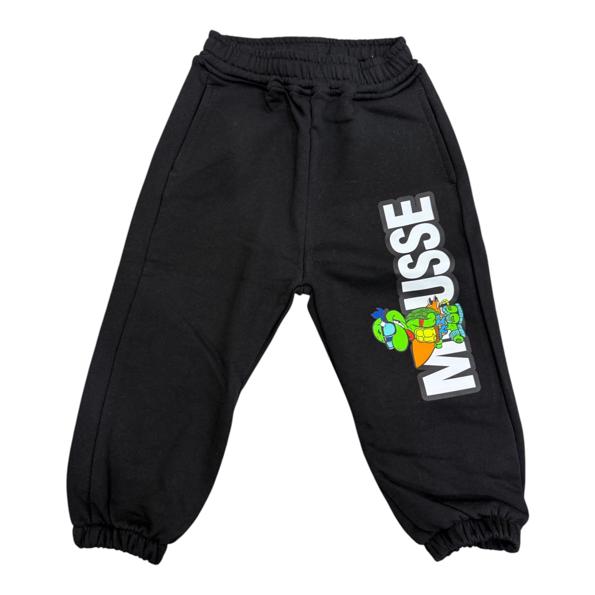  MOUSSE l'aquilonePantalone Felpa Nero con Logo | Cotone Garzatoabbigliamento bambino
