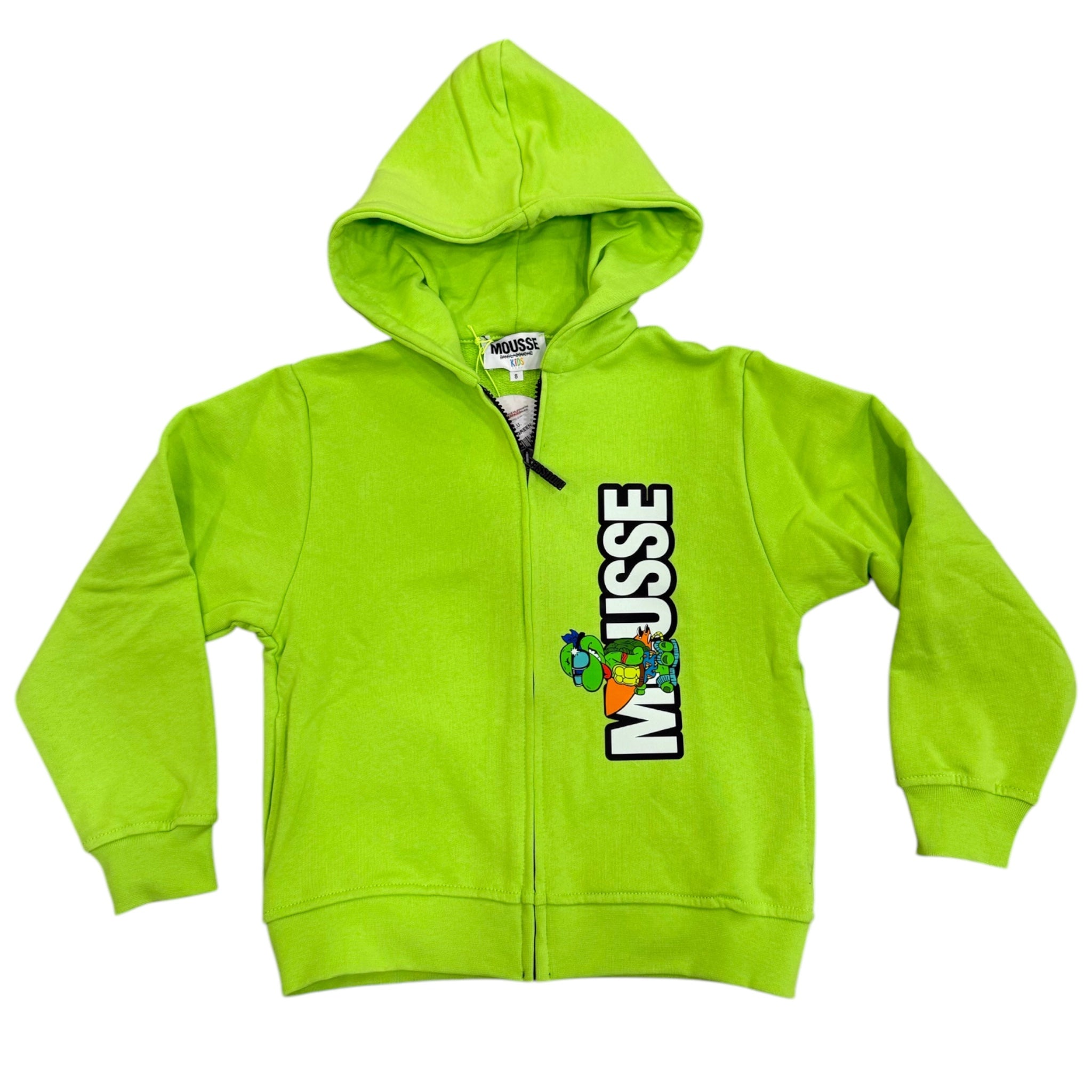  MOUSSE l'aquiloneMousse Felpa Verde con Zip | Cappuccio e Stampa Logoabbigliamento bambino
